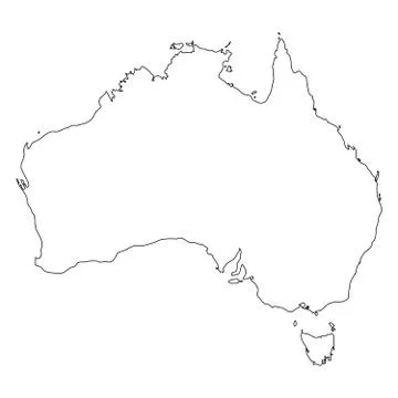 Australia - solid black outline border map of country area. Simple flat vector Stock Illustration