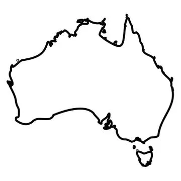 Australia - solid black outline border map of country area. Simple flat vector Stock Illustration