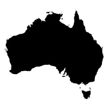 Australia - solid black silhouette map of country area. Simple flat vector Stock Illustration