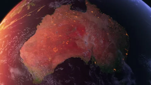 Australia from Space Orbit at Sunset. Planet Earth From Space. Globe Stock Footage 330165276