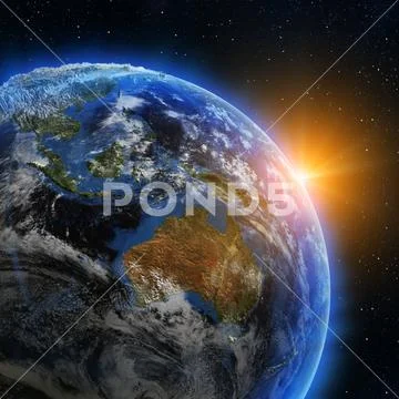 Australia sunrise 3d rendering Stock Illustration