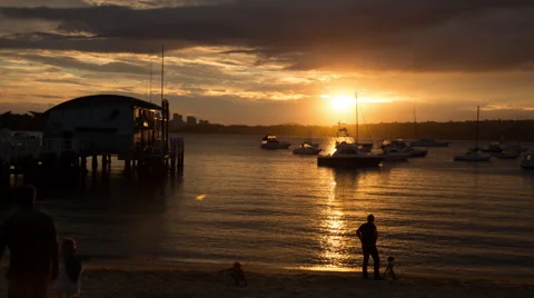 Australia Sunset at Harbor : Time Lapse Stock Footage 64635675
