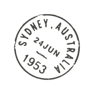 Australia Sydney postage retro postal stamp Stock Illustration