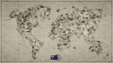 Australia Sydney Stamp World Map Stock Illustration