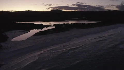 Australia Tasmania Sloop Reef Beach Waves Sunrise Drone Stock Footage 235880551