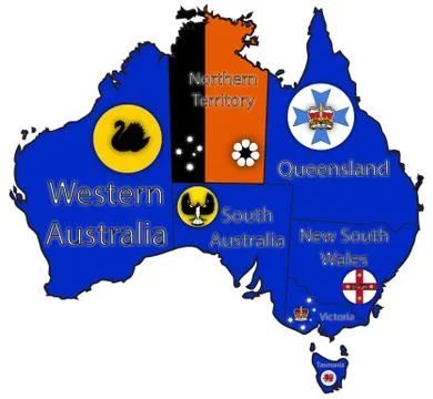 Australia Territory Borders And Flags Stock Illustration