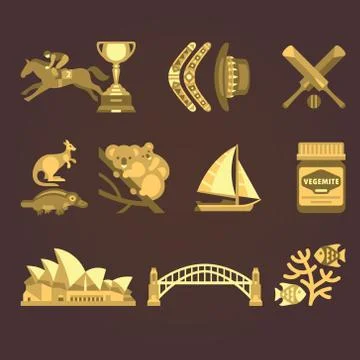 Australia Traditional Elements Set. Vector Illustration Stock Illustration