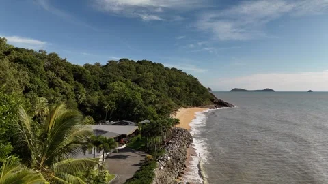 Australia Tropical Beach, Trinity Beach, Cairns, Queensland: 4K Aerial Drone Stock Footage 311218051
