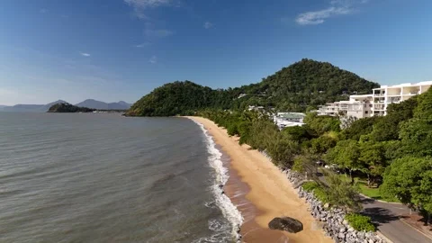 Australia Tropical Beach, Trinity Beach, Cairns, Queensland: 4K Aerial Drone Stock Footage 311218240
