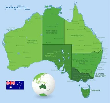 Australia Vector Green map set Stock Illustration