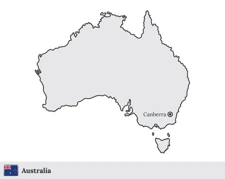 Australia vector map with the capital city of Canberra Illustrazione stock
