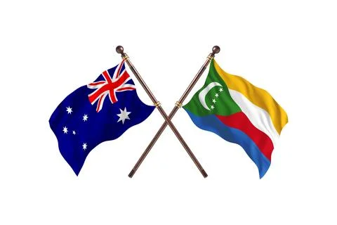 Australia Versus Comoros  Two countries Flags background Illustrazione stock