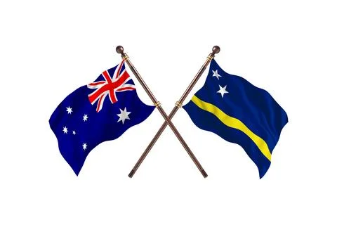 Australia Versus Curacao  Two countries Flags background Stock Illustration