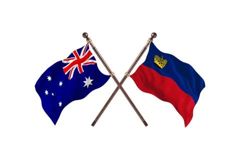 Australia Versus Liechtenstein  Two countries Flags background Stock Illustration