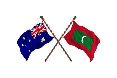 Australia Versus Maldives  Two countries Flags background Illustrazione stock