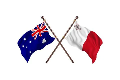 Australia Versus Malta  Two countries Flags background Stock Illustration