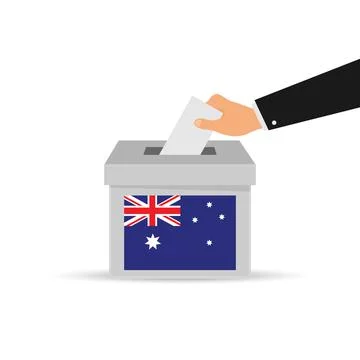 Australia voting concept. Hand putting paper in the ballot box. Stock Illustration