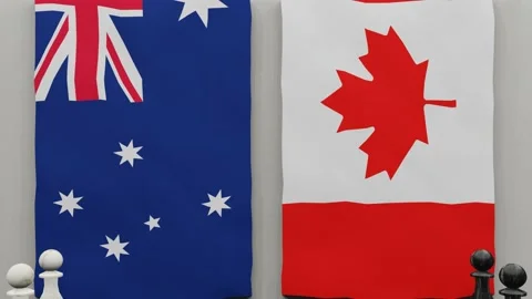 Australia vs Canada at the chess board. Stock Footage 203898288