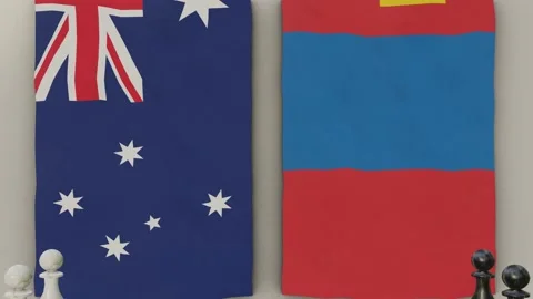 Australia vs Mongolia at the chess board. Video stock 203898418