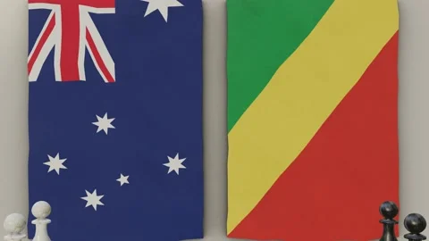 Australia vs Republic of the Congo at the chess board. Stock Footage 203898452
