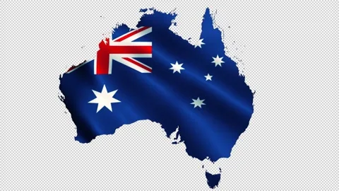 Australia waving flag map with alpha channel and seamless loop Stock Footage 155067958