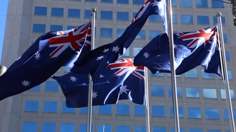 Australia Waving flag in Melbourne Vídeo Stock 35932095