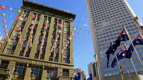 Australia Waving flag in Melbourne Video stock 35932217