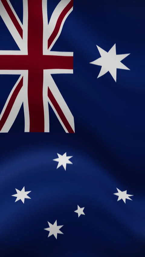 Australia Waving Flag in Vertical Orientation – Realistic Loop Animation Stock Footage 294948465