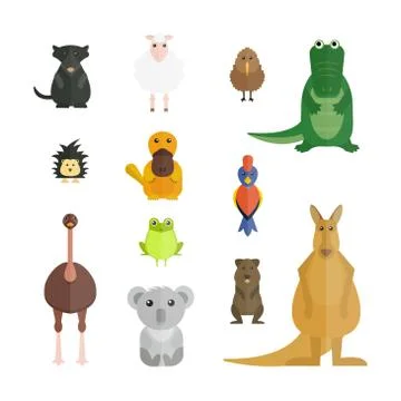 Australia wild animals cartoon vector collection Stock Illustration