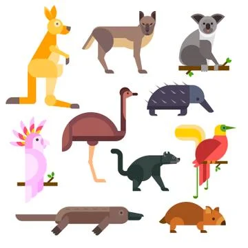 Australia wild animals cartoon vector collection Stock Illustration