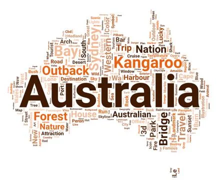 Australia word cloud concept on white background Stock Illustration