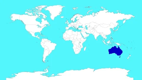 Australia in world map animation.Silhouette map of Australia 動画素材 309407409
