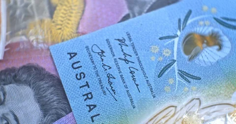 Australian 10 dollar AUD banknotes close up 動画素材 127178059