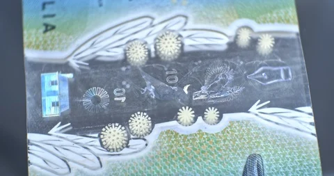 Australian 10 dollar AUD banknotes close up 動画素材 127179075