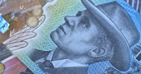 Australian 10 dollar AUD banknotes close up Vídeo Stock 127179306