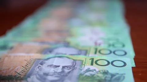 Australian 100 dollar bills notes HD Video stock 44620911