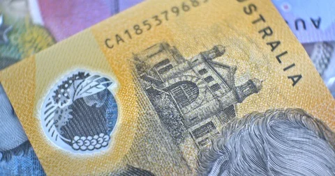 Australian 50 dollar AUD banknotes close up Vidéo 127185284