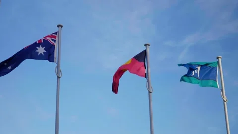 Australian, Aboriginal and Torres Strait Islander Flags Stock Footage 323040633