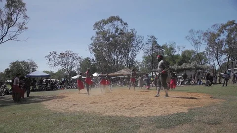 Australian Aboriginal Dancing E Wide Shot Stock Footage 83608041