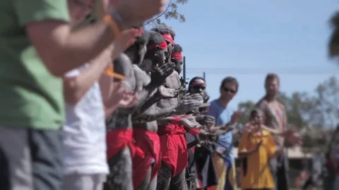 Australian Aboriginal Dancing I - Men Clapping Stock Footage 83607949
