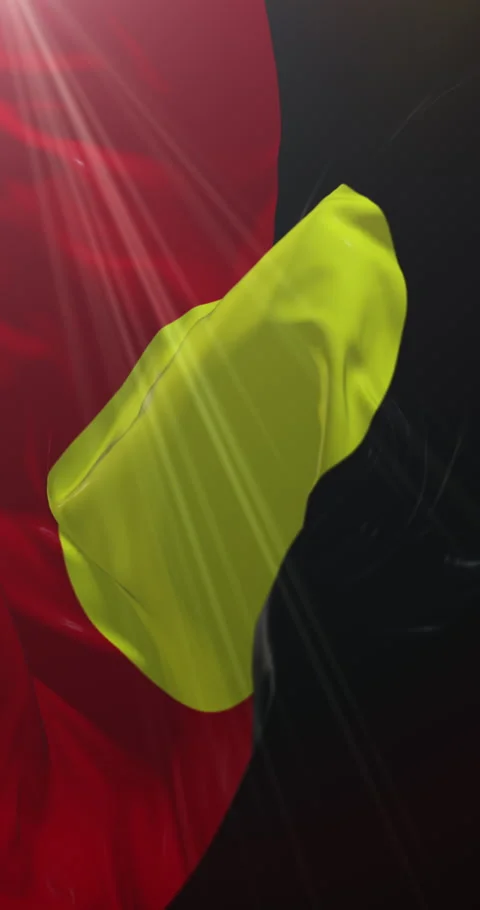 Australian Aboriginal Flag, Australia. Loop. 4K Vertical Stock Footage 309032049