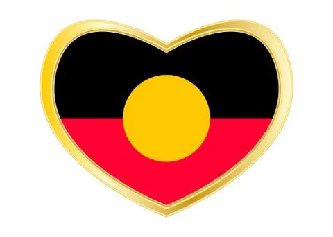 Australian Aboriginal flag in heart shape, golden Stock Illustration