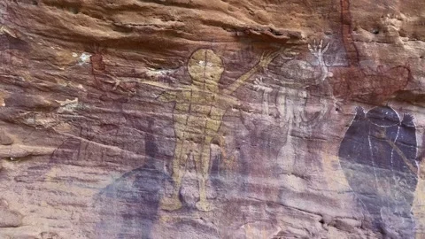 Australian aboriginal Rock art Split Rock Laura Cape York Queensland Australi Stock Footage 246617232