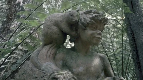  Australian aboriginal statue at William Ricketts Sanctuary in Melbourne Stock Footage 73130800