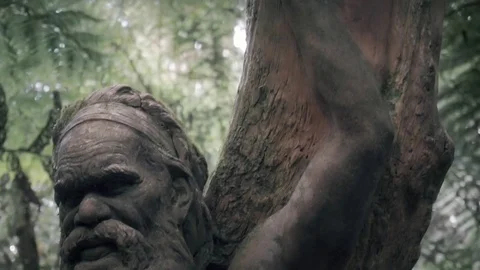  Australian aboriginal statue at William Ricketts Sanctuary in Melbourne 스톡 동영상 73130853