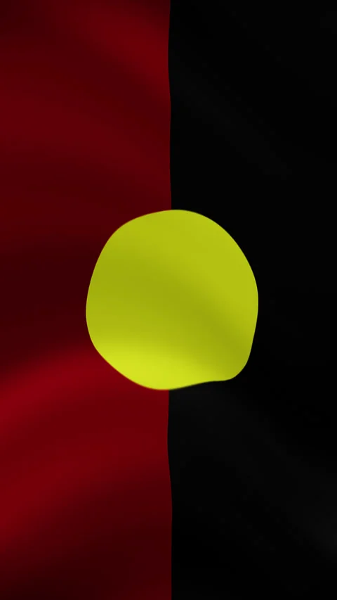 Australian Aboriginal Waving Flag in Vertical Orientation – Loop Animation Stock Footage 294948632