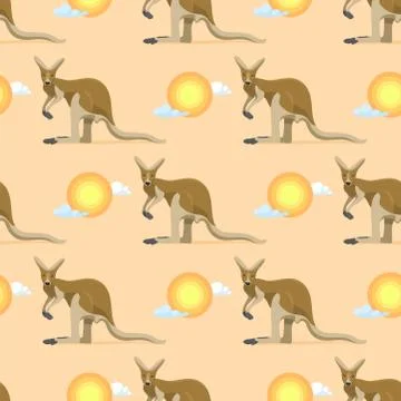 Australian animal kangaroo seamless pattern vector marsupial wallaby in Stock Illustration