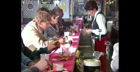 Australian Bar and Pub – Multiple Angles (1984) Stock Footage 317880351