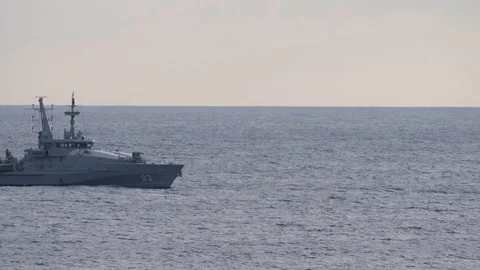 Australian Border Force Navy Ship patrolling Christmas Island 스톡 동영상 111791906