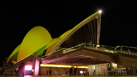 Australian colours projected on Sydney Opera House 6K Video stock 330510737
